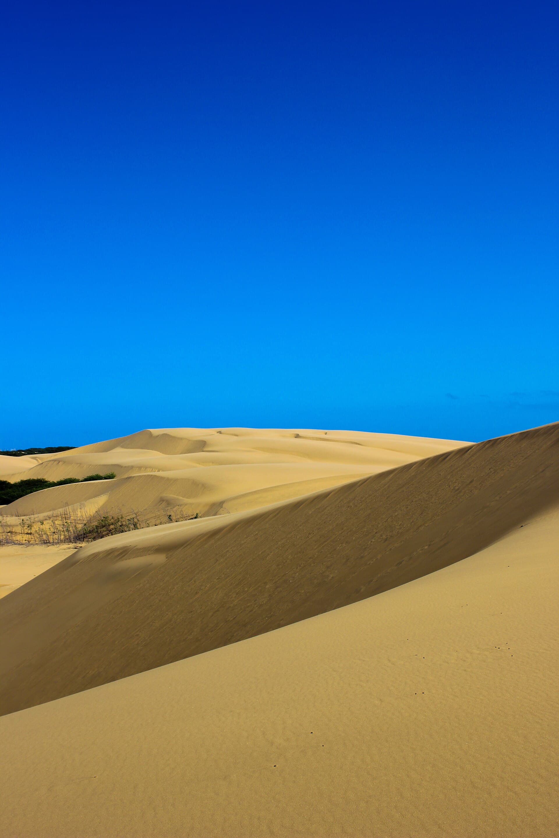 Cresta de una gran duna contra el cielo azul en los Médanos de Coro